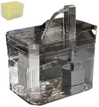 Quick Pick Pro Transparent Cat Water Fountain With Auto Filter And Quiet Recirculating Pump grey