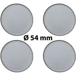4 x Ø 54 mm Polymere Aufkleber / Silber-Optik / Nabenkappen, Felgendeckel