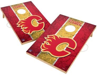 Skip's Garage Vintage Calgary Flames NHL Regulation 2x4 Cornhole Set