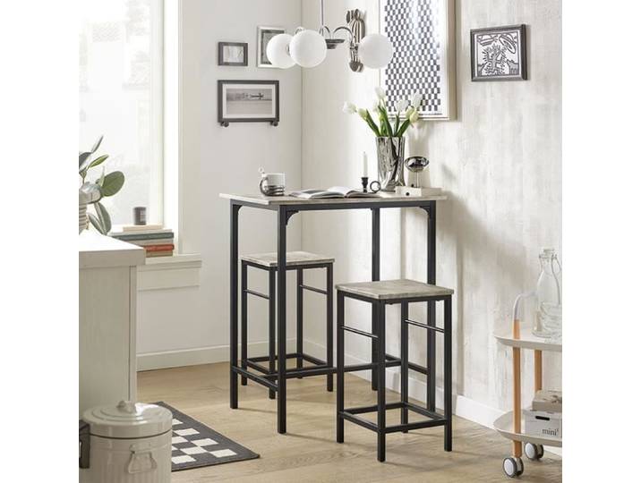 SoBuy® OGT10-HG Set de 1 Table + 2 Tabourets Table Mange-Debout Table Haute Cuisine Ensemble Table de Bar bistrot + 2 tabourets