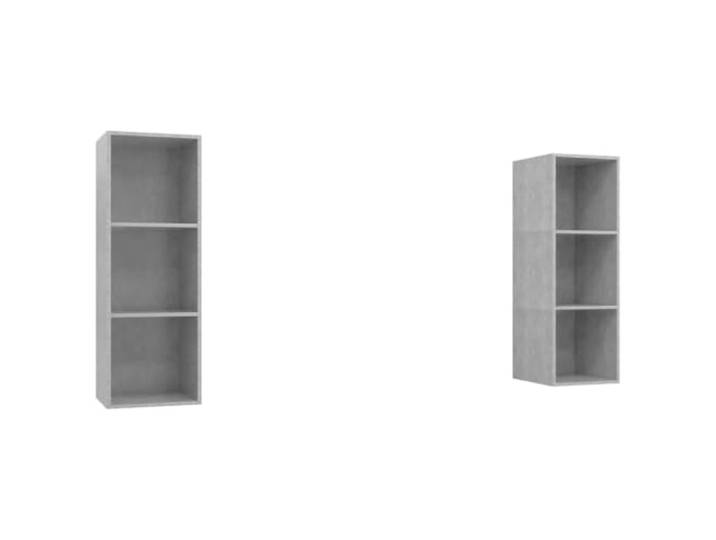 GHVBNMF 2er Set TV Wandschrank Betongrau 37x37x107 cm Holzwerkstoff Vielseitige Wandmontage im Wohnzimmer: Vertikal oder horizontal montierbar, 3 Fächer für ordentliche Hifi-Aufbewahrung.