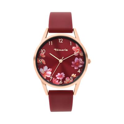 Quarzuhr TAMARIS, rosa (weinrot), Armbanduhren, Damen, Quarzuhr, Armbanduhr, Damenuhr, Silikonarmband, analog