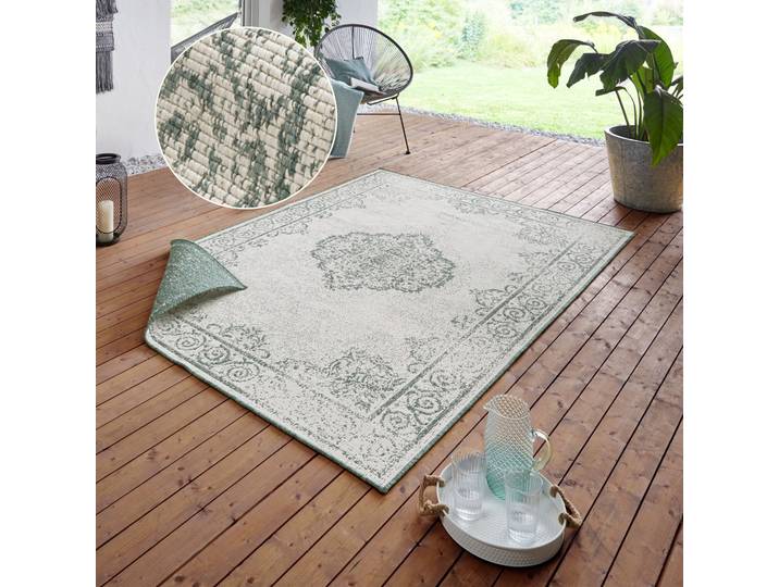 Teppich HANSE HOME CEBU Wendeteppich , beige (creme, grün), B:240cm H:5mm L:340cm, Polypropylen (PP), Teppiche, Teppich, In-& Outdoor, Wetterfest, Balkon, Wohnzimmer, Wasserfest, Orientalisch