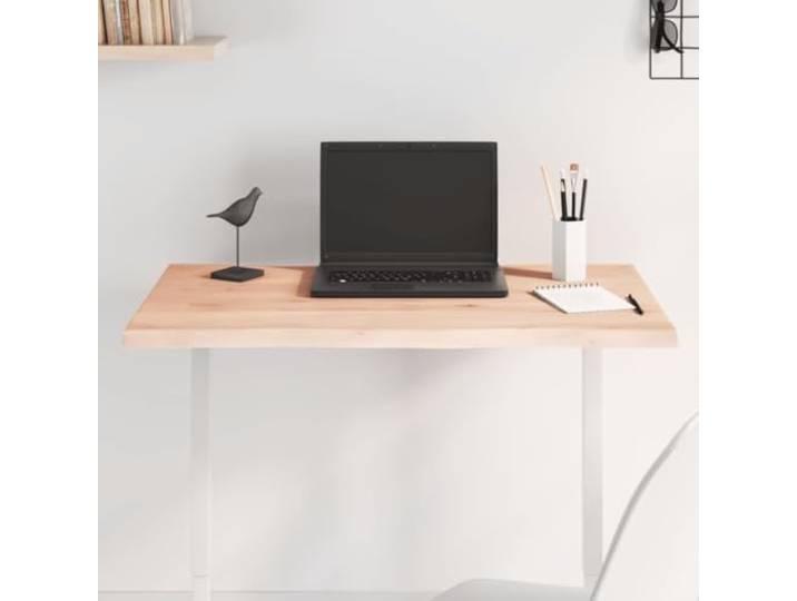 PTUGUOF Tischplatte 80x60x2 cm Massivholz Eiche Unbehandelt Baumkante, Handgefertigt, Vielseitig Kombinierbar, DIY Lackierbar