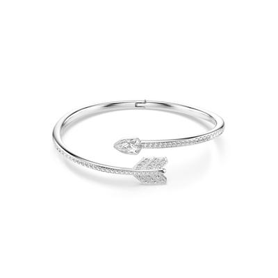 Armspange SWAROVSKI "Schmuck Geschenk Idyllia Armreif" Gr. S, silber (metallfarben, kristallweiß, kristallweiß), Armbänder, Damen, S, Metall, Armspange, mit Swarovski Kristall