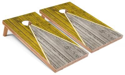 Skip's Garage Yellow Pyramid Outdoor Cornhole Set