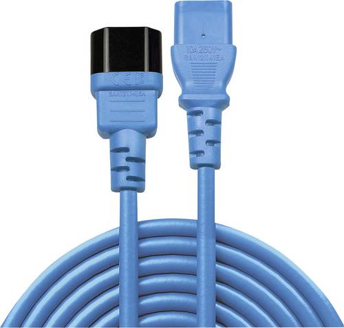 LINDY Strom Verlängerungskabel [1x Kaltgeräte-Stecker C14 - 1x Kaltgeräte-Buchse C13] 0.50m Blau