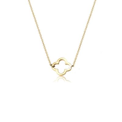 Kette mit Anhänger ELLI "Halskette Kleeblatt Glücksbringer Filigran Trend 925 Sterling Silber" Gr. 40, gold, Halsketten, Damen, 40, ohne Stein, Silber 925 (Sterlingsilber)