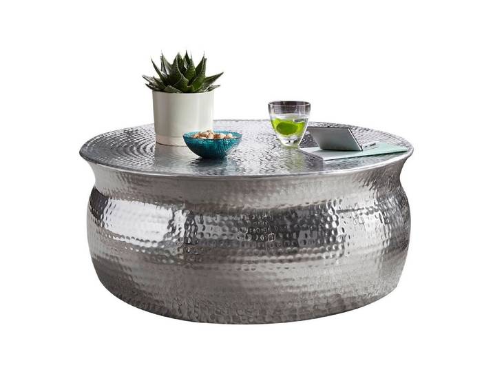furnicato Couchtisch orientalisch 75x31x75 cm Silberfarben (1-St), Hammerschlag-Wohnzimmertisch mit Ablage und gefalzten Kanten