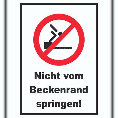 HB-Druck Nicht vom Beckenrand springen Schild A6 Rückseite selbstklebend