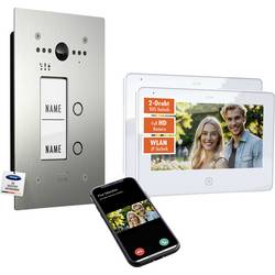 m-e modern-electronics ALL-VF20S-M7W-IPS Video-Türsprechanlage WLAN, 2-Draht Edelstahl (gebürstet), Weiß 41508