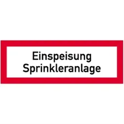 Schild Einspeisung Sprinkleranlage, Alu, 297x105 mm