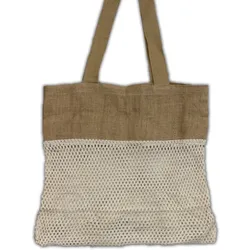 Pure Soft Jute and Cottong Mesh Bag - Natural
