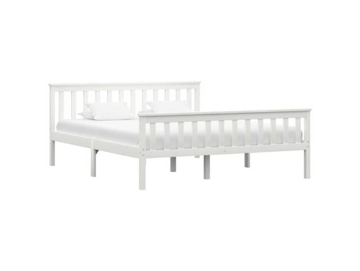 Lit double en bois massif blanc JM 7679 - Cadre de lit adulte 2 places 160x200cm - Design contemporain
