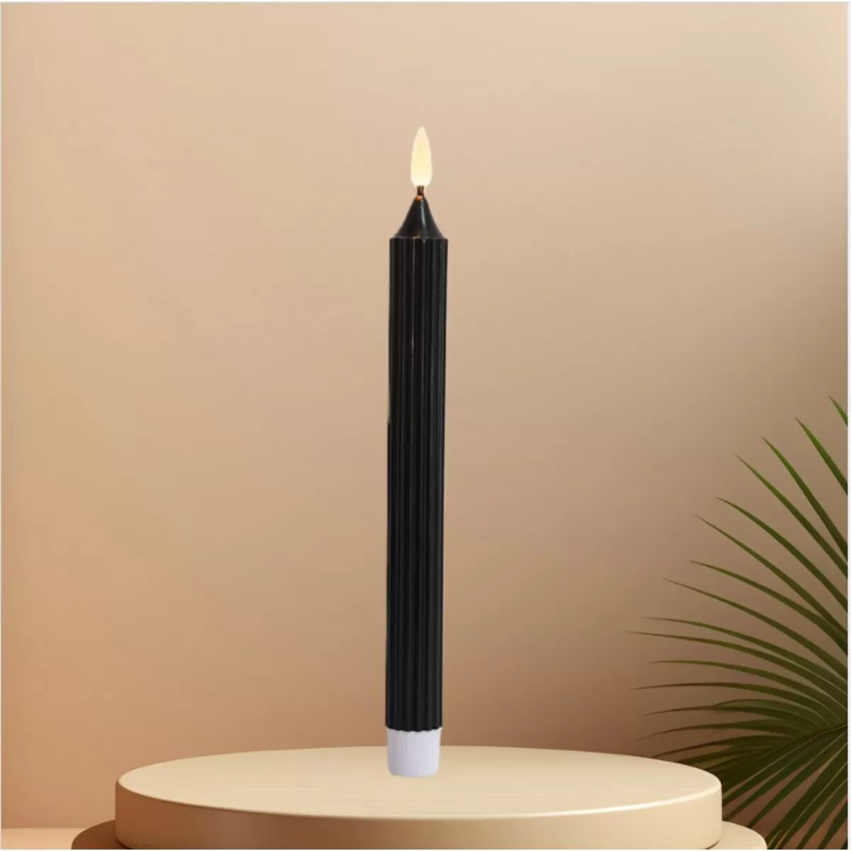 INF Gestreifte Stabwachs Magic Black Series LED Flammenlose Kerze (2cm x 24,5cm)