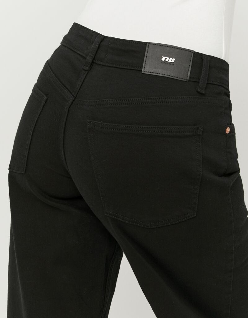 High-waist-Jeans TALLY WEIJL "SPACOWACKIE5", Damen, Gr. 34, N-Gr, schwarz, Denim/Jeans, Obermaterial: 98% Baumwolle, 2% Elasthan, unifarben, lang, Jeans High-waist-Jeans, Baumwollmischung, High-Waist mit weitem Beinverlauf schwarz 34, N-Gr