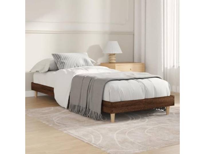 RJPLMFV Bettgestell, 75 x 190 cm, Eiche, Braun, ohne Matratze Langlebiges Holzwerkstoff, stabile Holzbeine, Sperrholzlatten inklusive, Lattenrost-Design