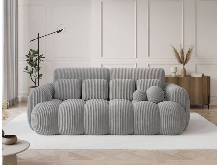 Lukas Möbel Schlafsofa Sofa Kitty mit Bettkasten in Bubble-Design, Schlafsofa mit Bettkasten, sechs Zierkissen und in Bubble-Look