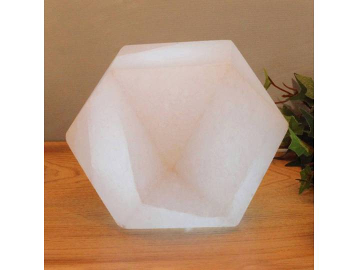 Wagner Life LED-Salzleuchte White Line Diamant, USB Diamant, weiß / opal, für Wohn- / Esszimmer, Stein, Tischlampe