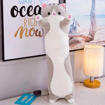 Uplift Picks Cute Husky Body Pillow Long Plush Side Sleeper Pillow Soft Bed Decorative Gift light Gray 110 Cm