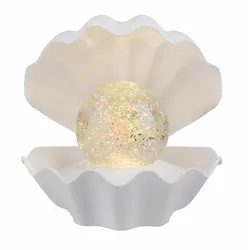 RGB LED Tischleuchte Muschel Tischleuchte Weiß Farbwechsel Akkubetrieb H 15 cm