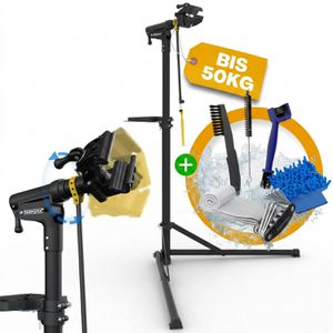 Tarpofix Fahrrad-Montageständer Profi FRM01-SW, E-Bike, 110-192cm höhenverstellbar, 360° drehbar, bis 50kg