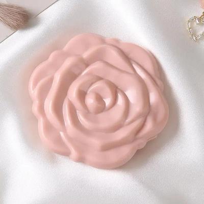 Uplift Essentials Retro Rose Compact Mirror Portable Double Sided Floral Pocket Mirror light Beige