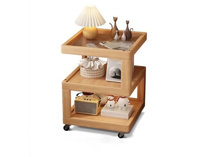 YCCHAH Bett mit Stauraum Nordic Stil Einfacher Nachttisch Wohnzimmer Seite Ecke Bewegliches Regal Schlafzimmer Lagerschrank Desktop
