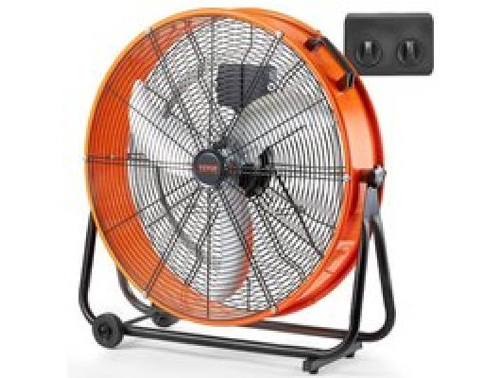 VEVOR Trommelventilator, 24 Zoll Bodenventilator, Industrieventilator mit 3 Gänge, 8600 CFM, 360° verstellbarer, Windmaschine, Hallenlüfter Trommelgebläse für Lager, Werkstatt, Fabrik, Keller