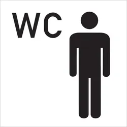 WC-Schild, WC + Piktogramm Herren - 150x150 mm Folie selbstklebend
