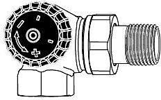 Heimeier Thermostat-Ventilunterteil 2341-01.000 DN 10, Winkeleck, Rotguss, links, geringer Widerstand