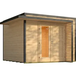 Weka Design Gartenhaus Pure Garden Amberley mit Design-Doppeltür - 28 mm naturbelassen B 300 x T 300 cm (Gr. 2)
