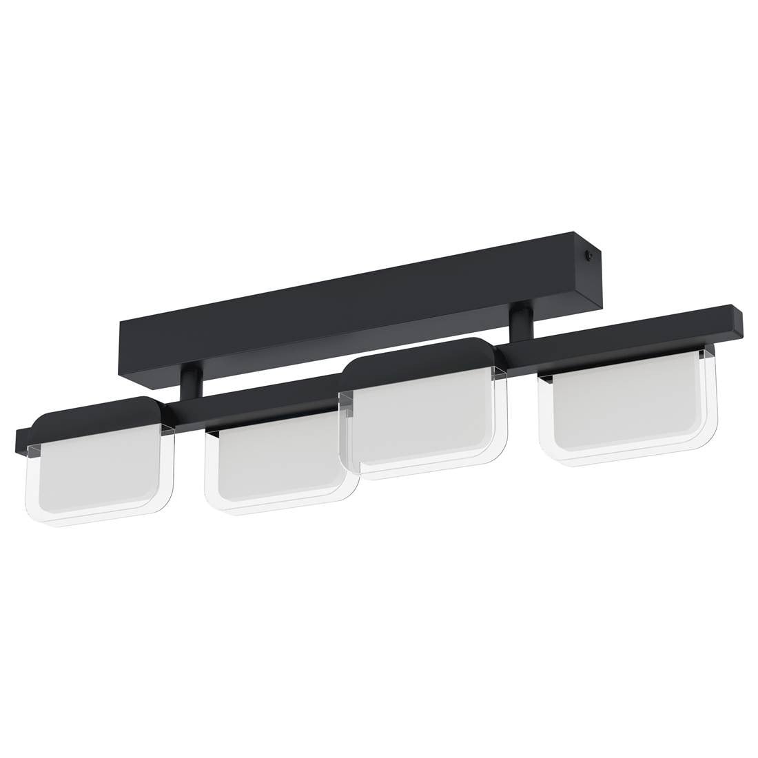 Eglo Ervidel modern plafondlamp, 4 LED-lampen, 1920 lumen, zwart en transparant, IP20