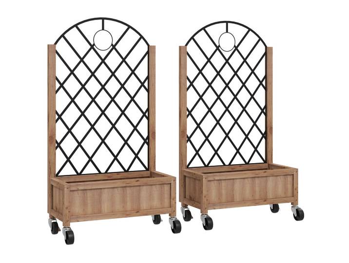 Outsunny Hochbeet 2er-Set, Braun, 25x97x52 cm, Gartenzubehör, Hochbeete