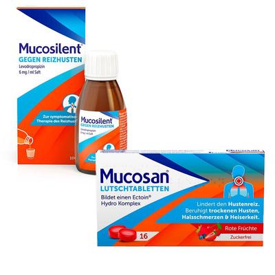 Mucosilent gg.Reizhust.Levodropropizin 6mg/ml Saft + Mucosan Lutschtabletten rote Früchte 1 St Set