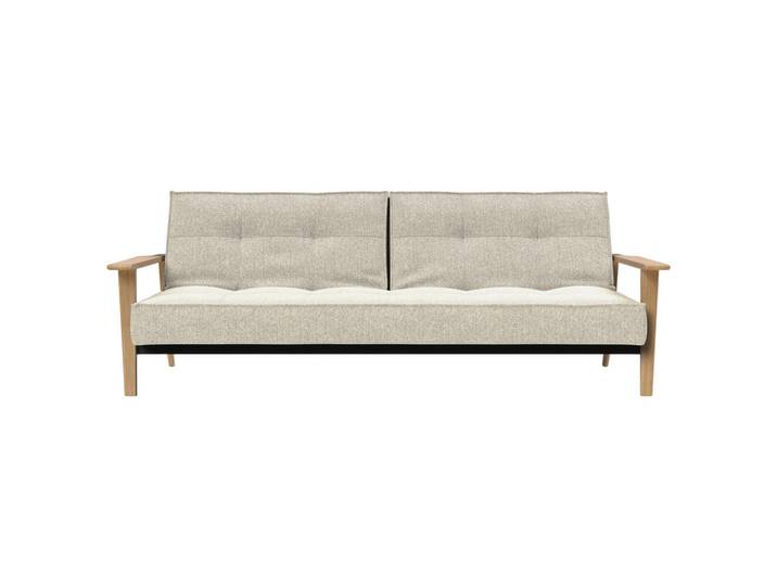Innovation Schlafsofa Splitback, Natur, Holz, Eiche, 3-Sitzer, 232x80x99 cm, Schlafen auf Sitzhöhe, Armteil links, rechts, Kinderzimmer & Jugendzimmer, Jugendmöbel, Jugendsofas