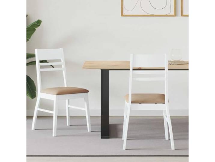 HGPOTUY Esszimmerstühle 2er Set Massives Gummiholz Weiß 43x54x89 cm Ergonomische Rückenlehne, Quadratische Beine, Vielseitig Einsetzbar, Pflegeleicht