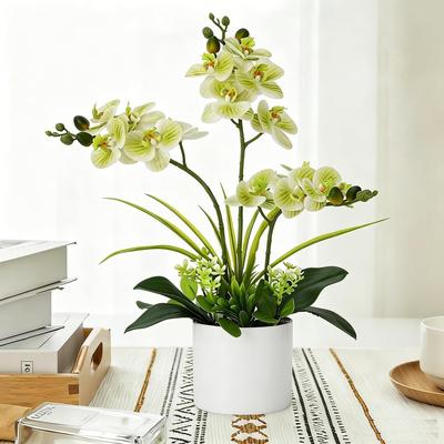 Garvee Artificial Orchid Arrangement with Vase, 3 Bunches 15 Flowers in Total, Faux Orchid Centerpiece for Home Decor