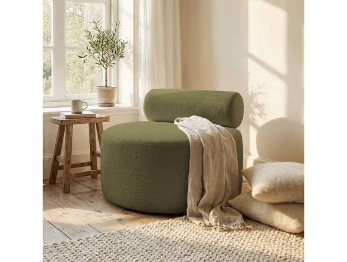 Fauteuil CHERRY - Tissu doux au toucher - moderne - 90x78 cm - Vert