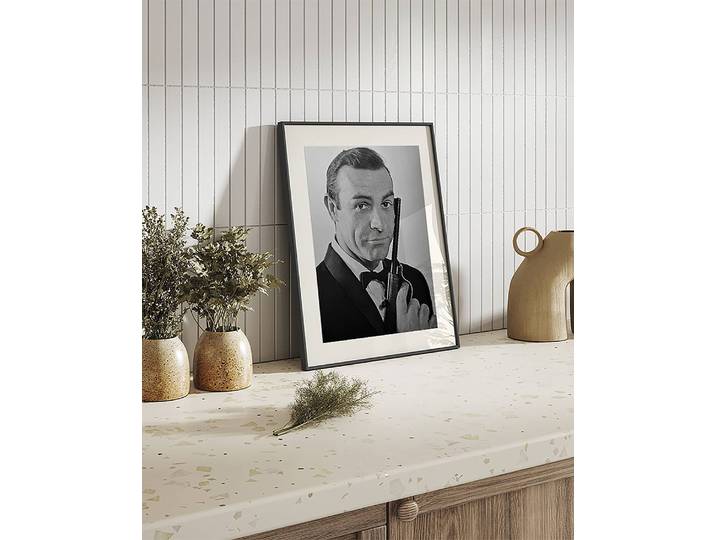 Tableau déco James Bond Matériau : Matière plastique, Bois massif Surface en bois : Laqué Type de matière synthétique : Verre acrylique