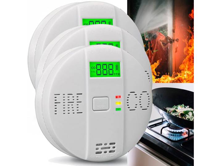 3er-Set CO & Rauchmelder Kombigerät Air-Guard Duo, 85dB, Brand- & Kohlenmonoxidalarm