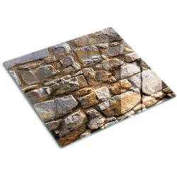 GLASPLATTE 60x52 cm Steinmauer