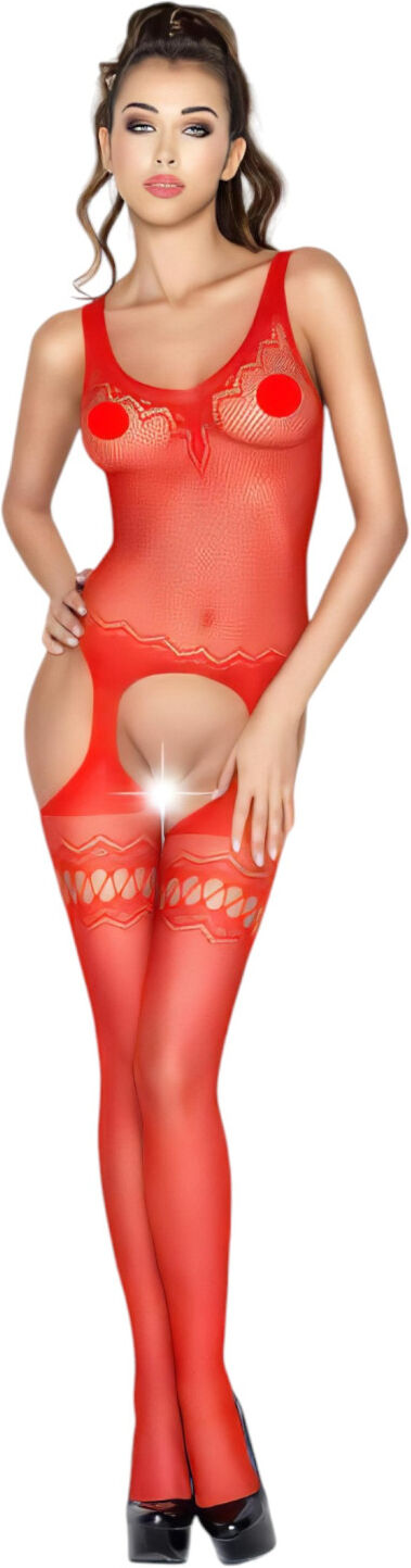 Passion BS038 - red fishnet set with zigzag pattern (S-L)