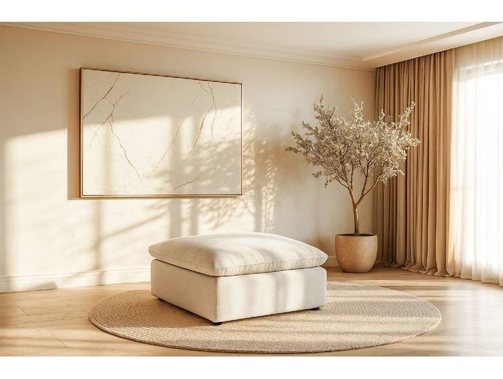 Polsterhocker GOODPRODUCT Venslev , beige (cream), B:90cm H:46cm T:90cm, 100% PES, Hocker, Polsterhocker, schöne Ergänzung für das Sofa