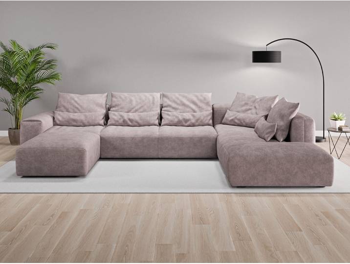Wohnlandschaft Denver Nr. 1 links - Rosa (Altrosa) - Cordstoff
