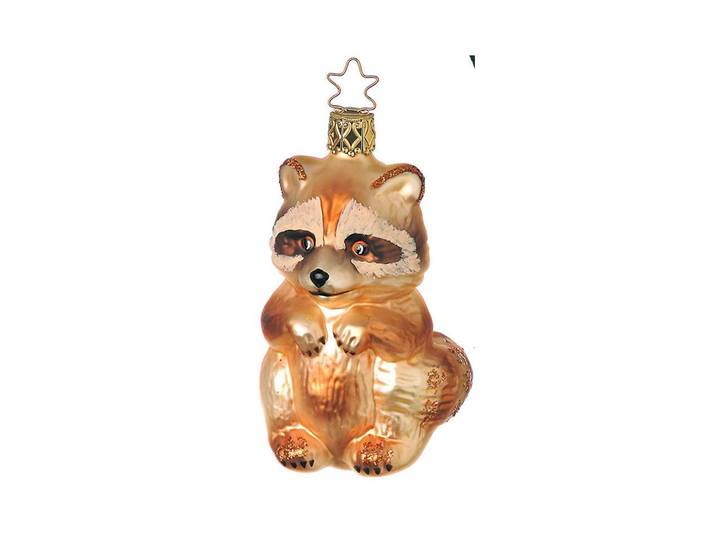 Weihnachtsfigur INGE-GLAS Waschbär braun , braun, H:9,5cm, Glas, Dekofiguren, Weihnachtsfigur