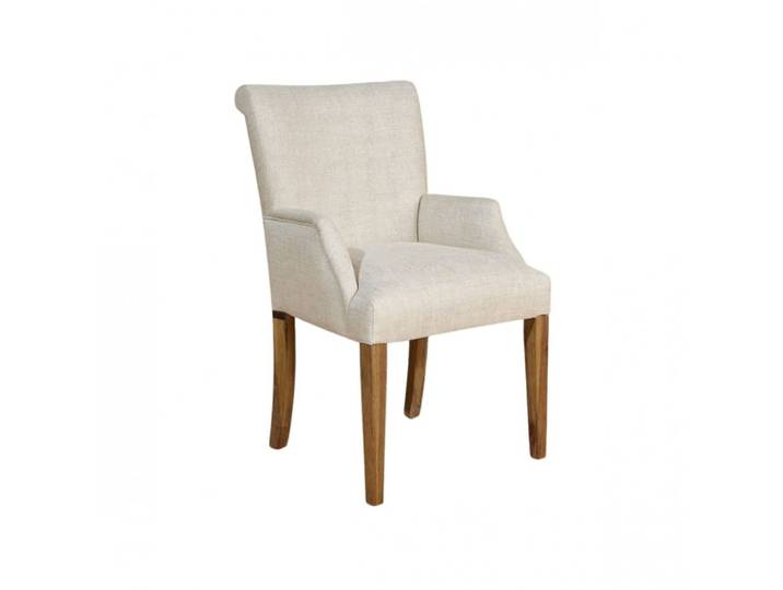 Fauteuil de table style moderne en bois massif et lin lin