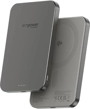 PanzerGlass Empower kabellose Qi2-Powerbank 5000 mAh, MagSafe, grau, Alugehäuse