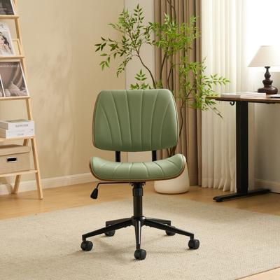 No PU Trapezoid Curved Back Swivel Office Chair