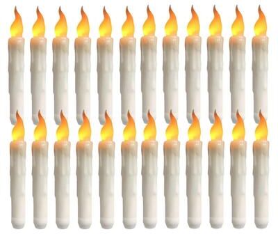 Inspired Living 6 Or 24 Piece LED Flameless Taper Candles 6.5 Inch Or 11 Inch Battery Operated Candles With Warm Flickering Glow 24pcs Without Remote